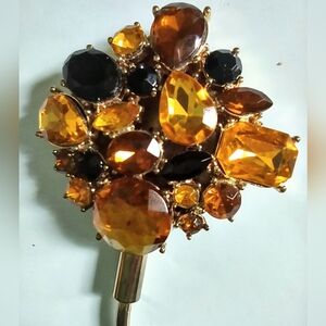 Purse Hook Handbag Holder Topaz Gold Browns Amber Rhinestones